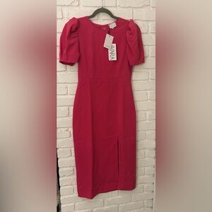Sugarlips NWT Pink Fuchsia Midi Dress w/ Sleeves